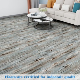Peel and Stick Floor Tile, 36 Pack 54 Sq.Ft, Vinyl Flooring Tiles,Waterproof and Wood Look Planks, Self Adhesive Floor Tiles for Transfer Bathroom,Bedroom, Living Room, Kitchen （36" x 6"，Dustgray）