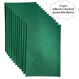 Jtnohx Self Adhesive Felt Sheets, 12 Pieces Soft Felt Sheets with Adhesive Backing, 8x12 Inches Sticky Back Felt Fabric for Art & Craft DIY Project (Green)