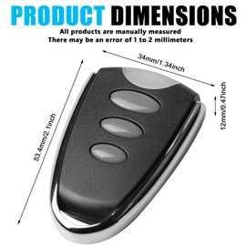 Pack of 2 Garage Door Hand Transmitter, 433.92 MHz Garage Door Opener, Remote Control Replacement for Chamberlain 94335E TX4RUNI TX2REV, Garage Door Operator Motorlift Basic ML510EV/Comfort ML700EV