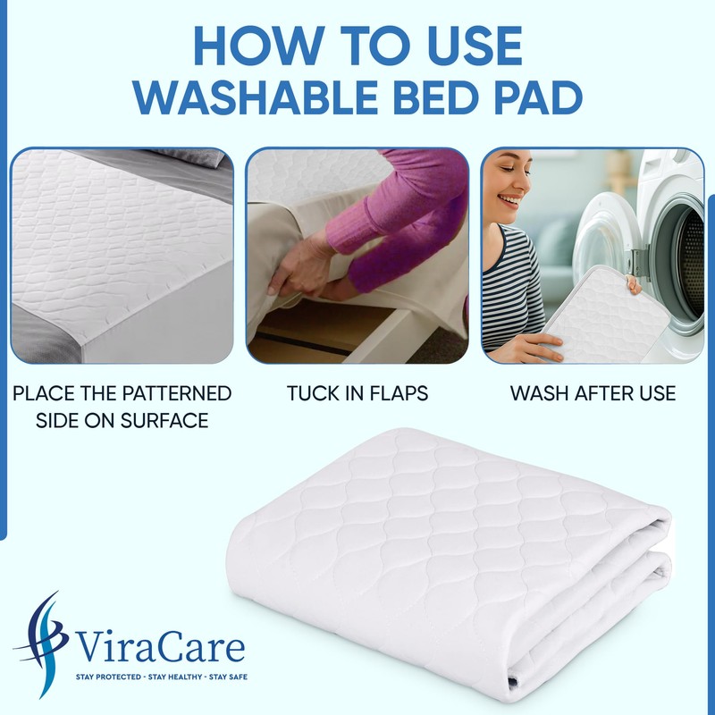 ViraCare 1 x Washable Incontinence Bed Pads with Tucks/Flaps |
