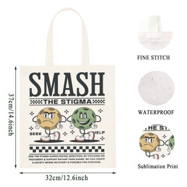 WCGXKO Overdose Awareness Gift Soberversary Sober Gift Addiction Recovery Shopping Bag (SMASH T)