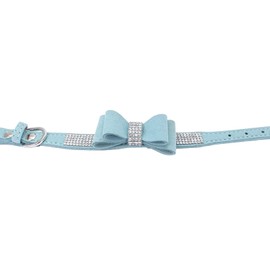 HALFSUMO CL164 Dog Collar with Rhinestones Cute Rhinestone Dog Cat Collar with Rhinestone Bow Collar Harness for Small and Medium Dogs Kittens Blue XS