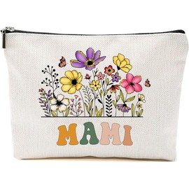 Mami Wildflowers Gifts For Mother's Day Makeup Bags - Mami Flower Gift Bags - Mom Birthday Gifts - Travel Cosmetic Bag For Birthday