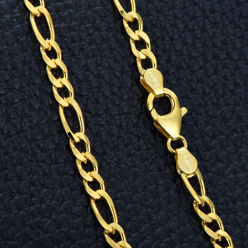 Dacc & Aya Sterling Silver Diamond-Cut Figaro Chain for Men