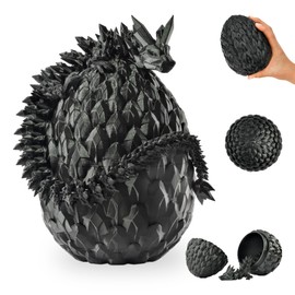 Dragon Figure Toy - Hatching Fantasy Dragon in the Egg - 36 cm Collectible Figure - Creative Role Play & Gift Idea for Boys & Girls (Black)