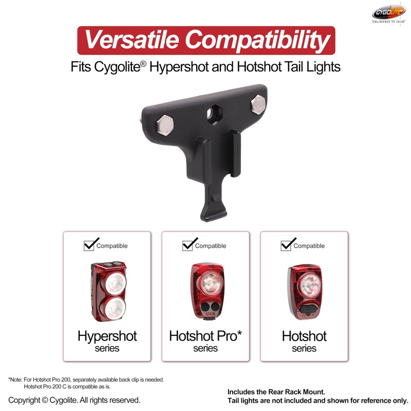 Cygolite Tail Light Rack Mount - for Hypershot, Hotshot Pro,