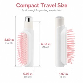 Portable Spray Detangler Hair Brush, ABS Compact Travel Hair Mister Comb with Built Liquid Tank for Daily & Trip Hair Styling(White)