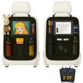 VCANIVR Backrest Protector Car Children's Car Seat Organiser Pack of 2 Car Seat Protection Back & Seat Protection Waterproof Car Organiser Children with Touchable Tablet Compartment
