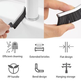 Pack of 6 Hard Bristles Corner Cleaning Brush, Gap Cleaning Brush with 6 Hooks, Multifunctional Joint Cleaning Brush, Narrow Cleaning Brush for Kitchen, Bathroom, Window, Tiles