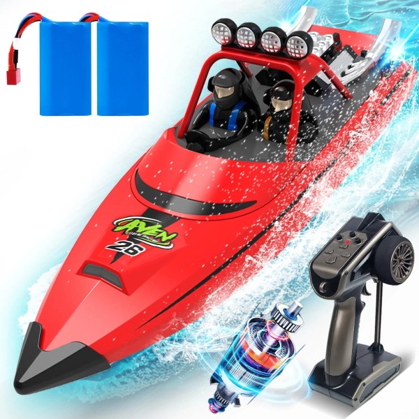AIGIMU RC Boat with LED Lights Remote Control Boat for