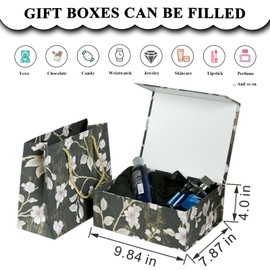 Luxury Gift Box with Magnetic Lid, Finished Size 9.8×7.9×4 In,Collapsible Rectangle Storage Box with Gift Bag for Wedding,Birthday, Party,Christmas,Graduation Gift