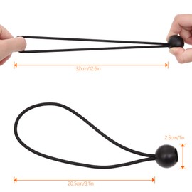 STARVAST 40pcs Black Stream Tensioners Elastic Ball Tensioners for Tents, Tarpaulins, Posters, Camping, Rubber Tensioners, 20cm