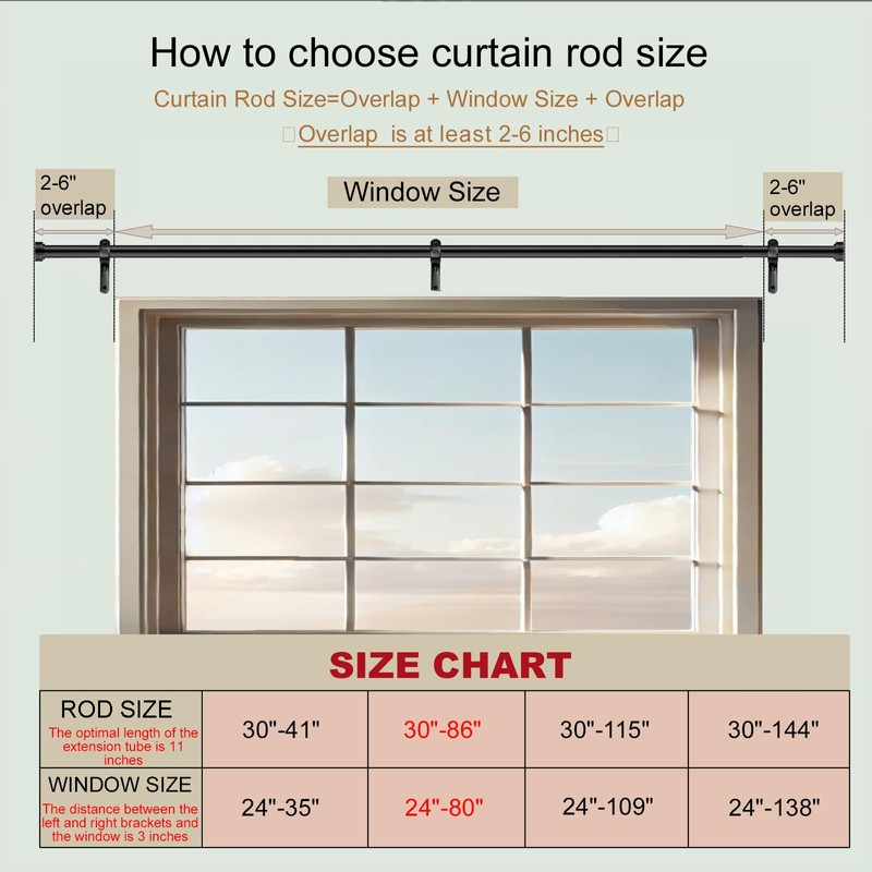 Heavy Duty Curtain Rods for Windows 18 to 88 Inch,