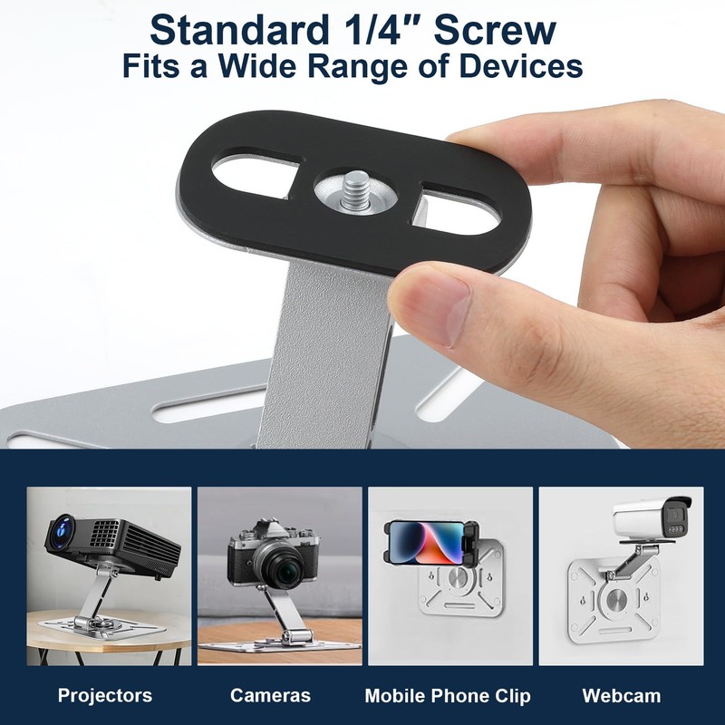 AHRLIC Desktop Projector Stand, 360° Rotation Foldable Metal Projectors Bracket,