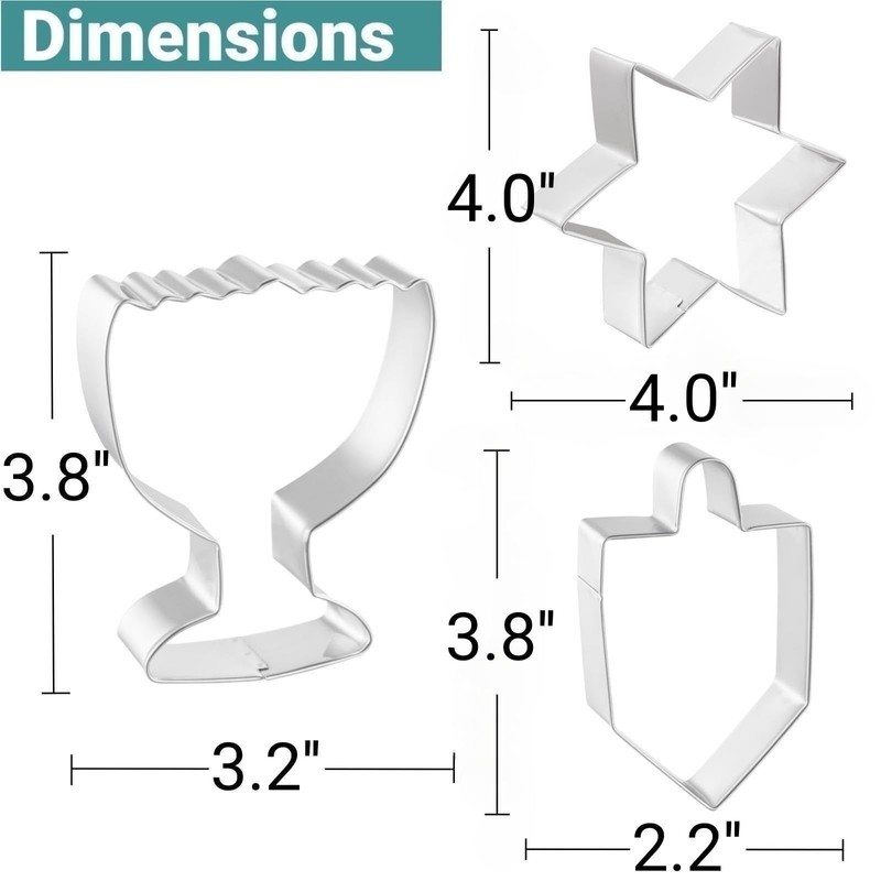JOB JOL Hanukkah Cookie Cutters 3 PCS, 4'', Star of