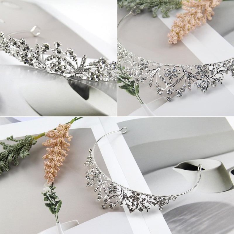 XIAQICA Crown Tiara Silver Crystal Diamond Tiara Women's Crown Wedding