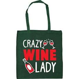 Hippowarehouse Crazy Wine Lady Tote Shopping Gym Beach Bag 42cm x38cm, 10 litres