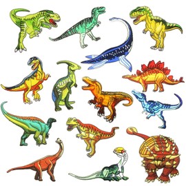 Dinosaur Iron on Patches, Woohome 14 PCS Dinosaur Theme Logo Series Iron on Patches DIY Sew Decoration Appliques Stickers for Jeans Jacket, Clothing, Caps, Repair The Hole