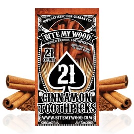 BiteMyWood Cinnamon Toothpicks, 21 Count X 3 Bags Resealable Bag 3 Pack