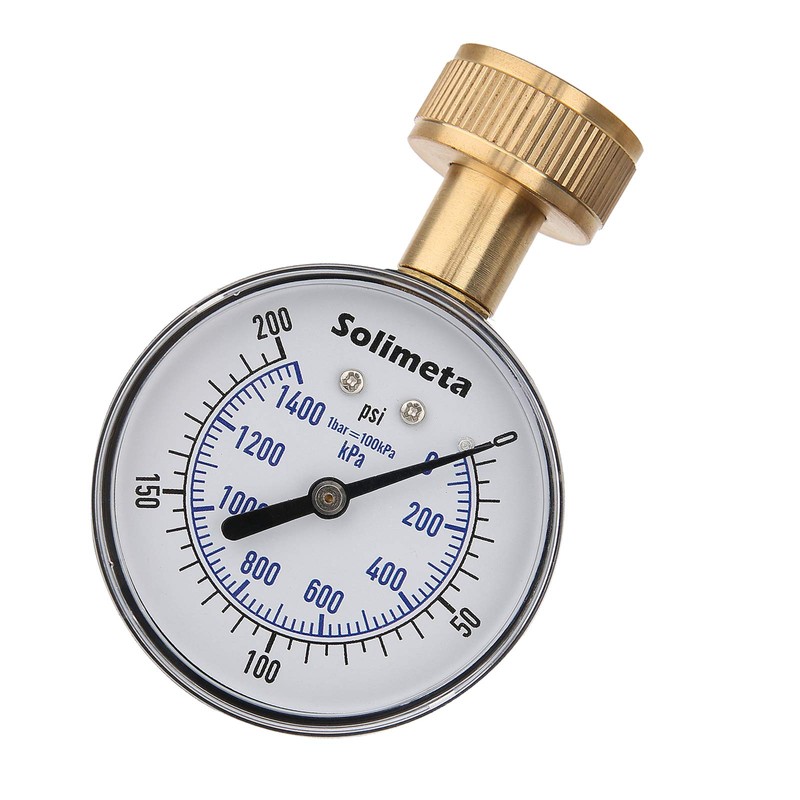 Solimeta 2-1/2" Water Pressure Test Gauge, 0-200 psi/kpa, 3/4" Female