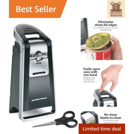 Extra Tall Electric Can Opener with Easy Push Lever & Stainless Steel Scissors