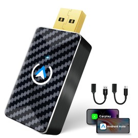 Milfra Carplay Android Car Wireless Adapter, Wireless Carplay 2-in-1 Stick, Super Fast Upgrade from Wired CarPlay to Wireless, Plug and Play Mini & Stable Wireless CarPlay Adapter USB C/A
