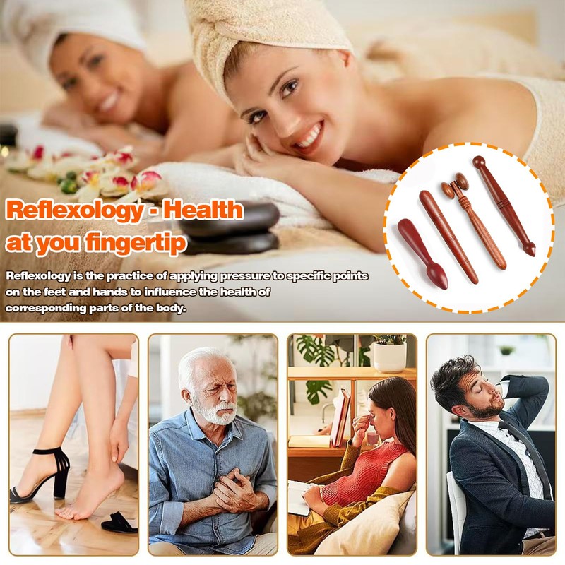 Eowppue Wooden Massage Stick Set - Premium Acupressure Rod &