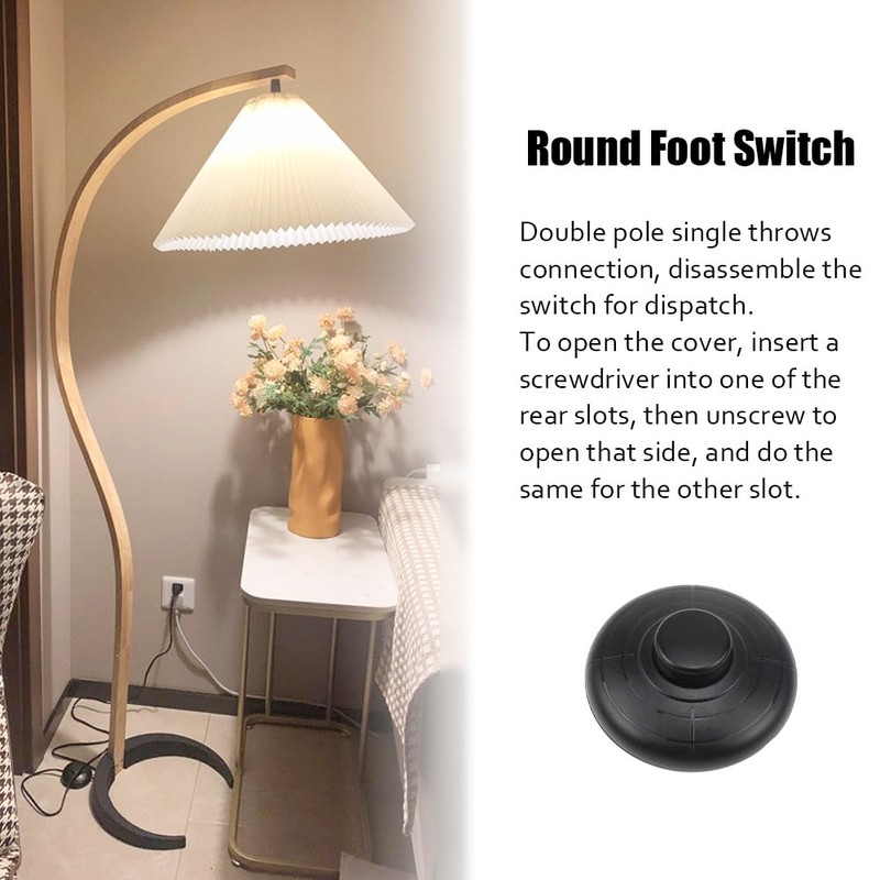 CORTHULin Round Foot Switch Black Lamp Foot Push Switch Standard