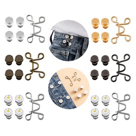 6 Sets Adjustable Waist Buckle Extender Set, Jean Button Pins Adjustable Waist Buckle Extender,Jean Button Pins No Sewing Required Pants Clips,Jean Button Pins No Sewing Required Pants Clips