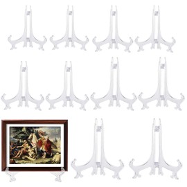 GUOYOU 10 PCS Clear Plastic Easels or Stand / Plate Holders, Fold Display Stand, for Display Pictures or Other Items at Weddings, Home Decoration, Birthdays, Tables（3in, 4in,5in,6in, 8in）