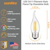 Sunlite LED Filament CA11 Flame Tip Chandelier Light Bulb, 4