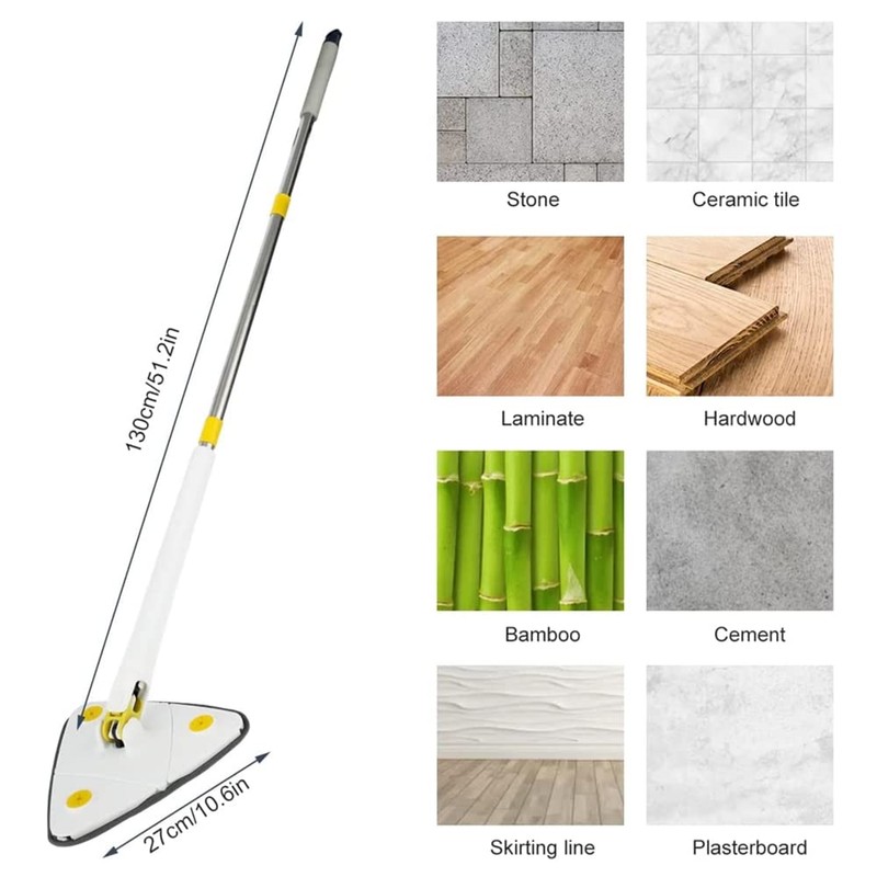 360 Triangle Mop Rotatable Adjustable Mop Floor Wall Car Cleaning