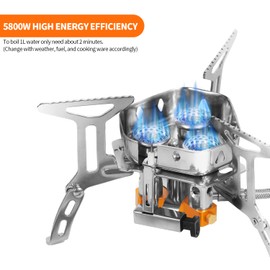 Camping Stove, ISFORU 6800W Windproof Backpacking Portable Outdoor Camping Furnace, Folding Camp Burner