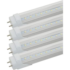 KOUZEMS T8 LED Light Bulbs Fluorescent Replacement Ballast Bypass 48inch 4000K Daylight White Double-end Powered Clear Lamps 4 Pack