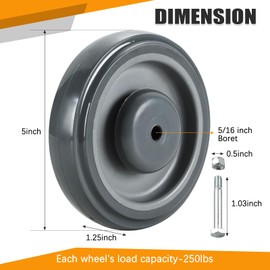 FLKQC 16 Pack Shopping Cart Replacement Wheels Kit, 5" Shopping Cart Casters, Double Ball Bearing TPU Silent Supermarket Casters for Supermarket (Grey)