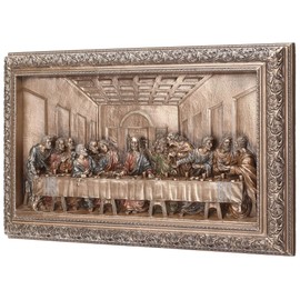 Veronese Design 11 Inch The Last Supper Framed Cold Cast Resin Bronze Finish Wall Sculpture