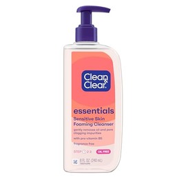 Clean  Clear Essentials Foaming Facial Cleanser Oil-Free Step 1, Unisex, 8 oz                                                                         