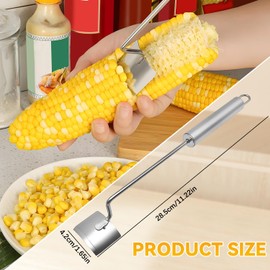 2-Pack Corn Peeler for Cob – 2024 Upgraded Stainless Steel Corn Stripper Tool with Safety Cap – Push-Down Kernel Remover for Fresh Corn, Easy to Use & Clean, Kitchen Gadget Gift for Women & Cooks
