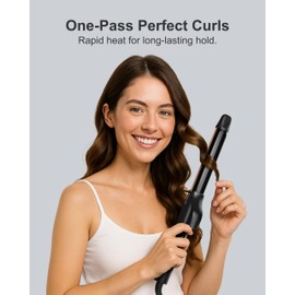 ANNLARY 1 Inch Curling Iron, Titanium Ceramic Hair Curler, Fast Heating Curling Wand with 8 Heat Settings with LED Display for All Hair Types Dual Voltage 110-240V for Travel