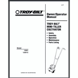 Troy-Bilt Troy Bilt Mini Tiller Cultivator Model 12001 12001C Owners Manual 24 pages 1996