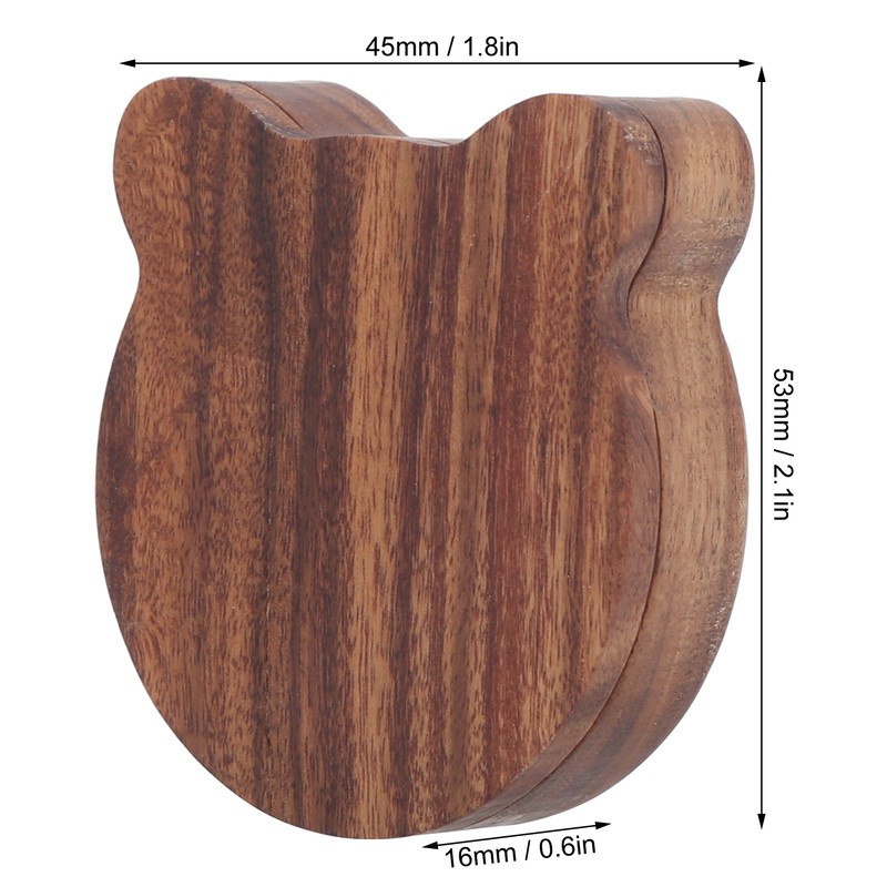 Guitar Pick Box Sapele Wood Cartoon Bear Instrument Accessories Storage