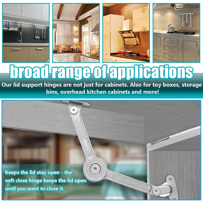 Soft Close Hinges, 2 Pack Adjustable Lid Support Hinge, Toy