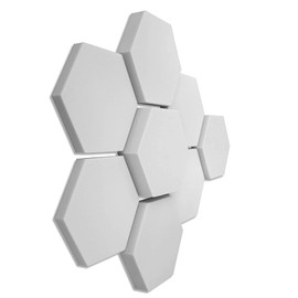 platino24 3D Sound Absorber Set Hexagon Basotect G+ 8 Elements 4x Each Diameter 300 x 30 mm + 3x Each Diameter 300 x 50 mm + 1x Diameter 300 x 70 mm Improvement of Room Acoustics