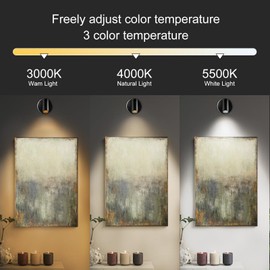 PeseTech 2pack Upgraded Wireless spot Lights Indoor 3000K/4000K/5000K with Remote and Timer, Adjustable uplighting Indoor, 3W Spotlight Indoor for Plant Wall Art (2)