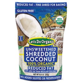Lets Do Organic Shredded Coconut Unsweetened - Reduced Fat Coconut Shredded Organic, Organic Coconut Shreds, Unsweetened Coconut - 8.8 Oz (Pack of 1)