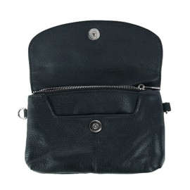 Cal-Wyn Women's Leather Wristlet Clutch with Removable Crossbody Strap, Black