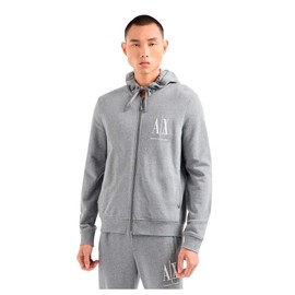 A|X ARMANI EXCHANGE mens Icon Project Embroidered Zip Up Hooded Sweatshirt, Bc09 Grey, Large US