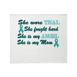 CafePress She is Mom Teal Angel Throw Blanket Super Soft Fleece Plush Throw Blanket, 60"x50"
