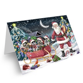 Christmas Santa Sled - Blue Heeler Dogs Greeting Cards - Adorable Pets Invitation Cards with Envelopes - Pet Artwork Greeting Cards for All Occasions (10 Greeting Cards)