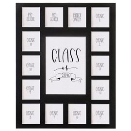 Rustic Red Door Co. School Years Picture Mat with 15 Openings – 11x14 School Days Photo Collage - No Frame – 2 Pre-School & Kindergarten to 12th Grade High School Graduation (Class of 2040, Black)